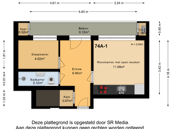 Floorplan - Oosterhamrikkade 74A1, 9714 BJ Groningen